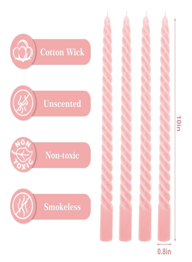 Whaline 8Pcs 10 Inch Baby Pink Spiral Taper Candles Dripless Twisted Wax Candles Long Unscented Candle Sticks for Home Party Dinner Table Supplies - Image 2